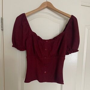 Francesca’s Mi Ami Deep Red Ribbed Top